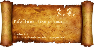 Kühne Hieronima névjegykártya